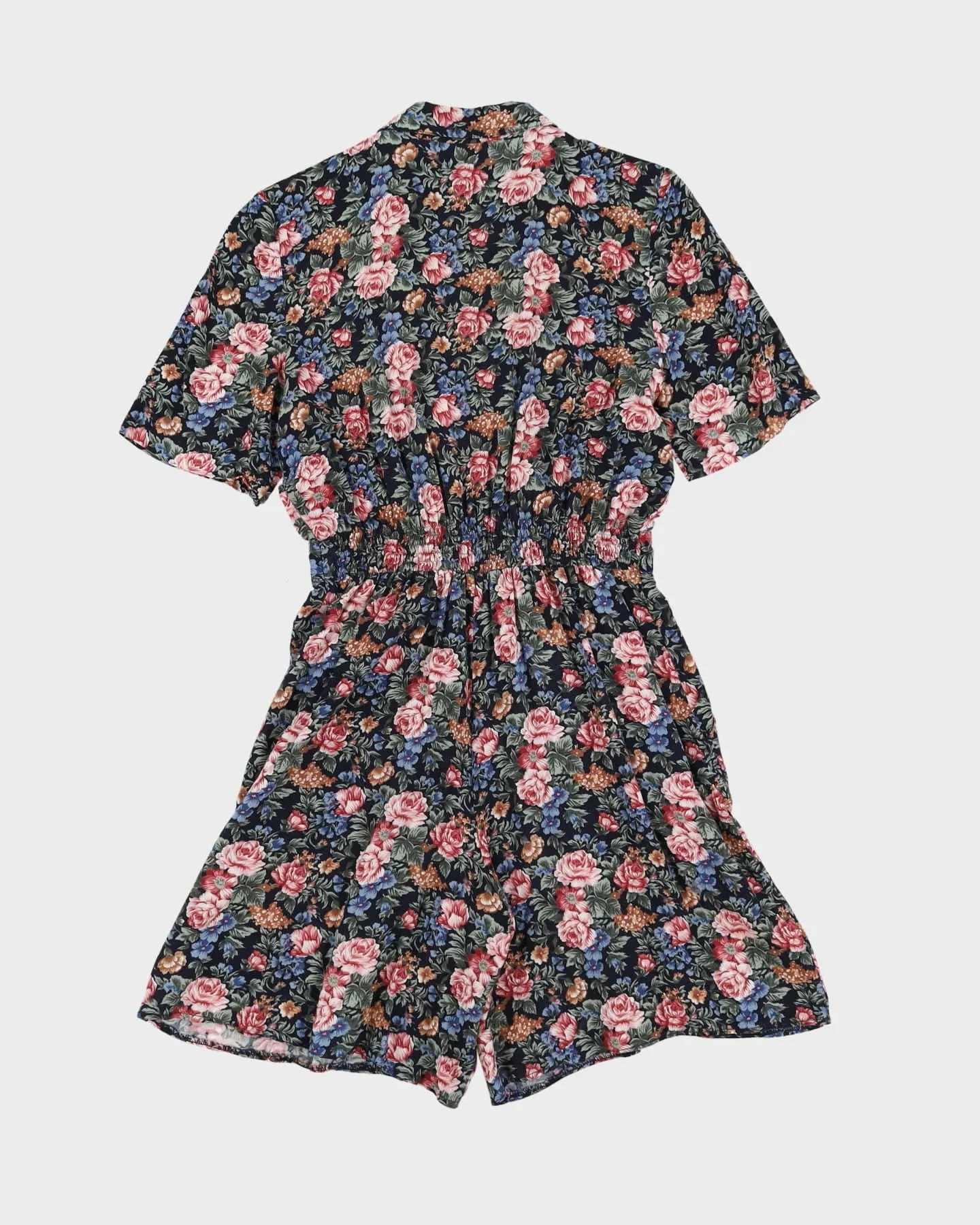 00s Black Floral Playsuit - S