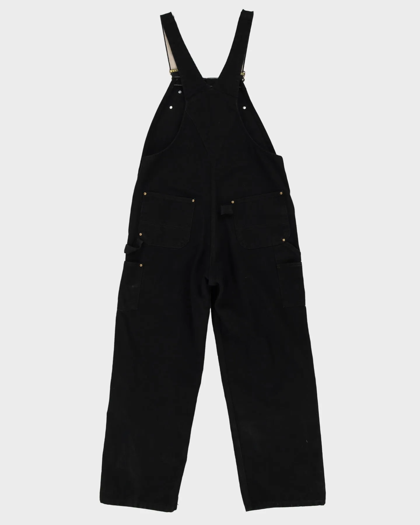 00s Carhartt Black Double Knee Denim Dungarees - W38 L30