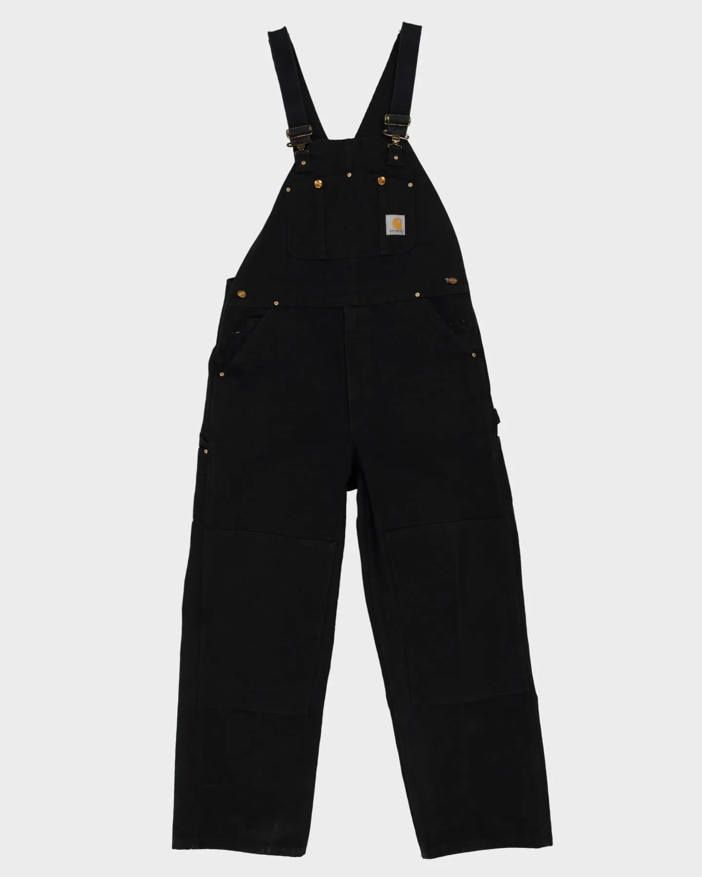 00s Carhartt Black Double Knee Denim Dungarees - W38 L30