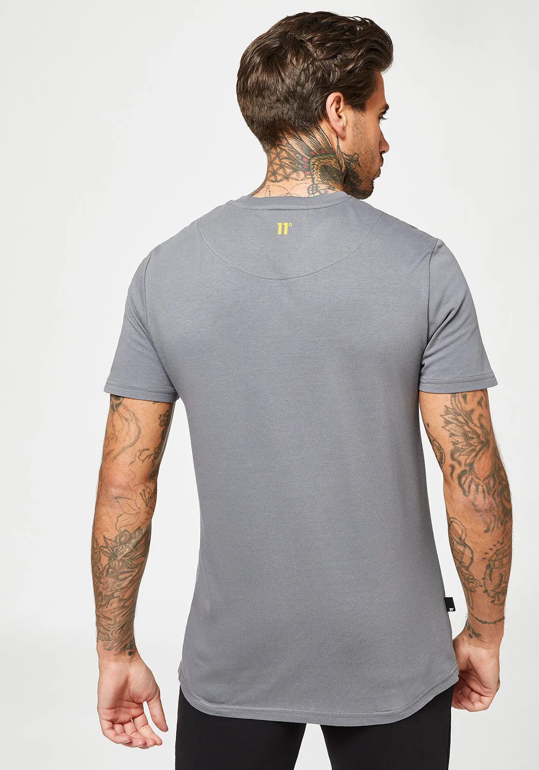 11 Degrees Chest Print T-Shirt, Charcoal