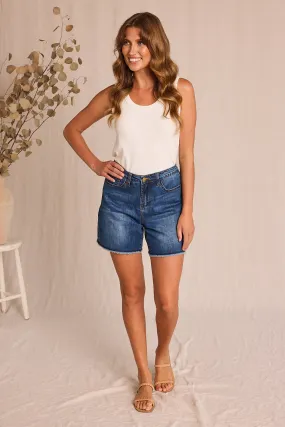 Adrift Denim Cut Off Shorts in Mid Wash