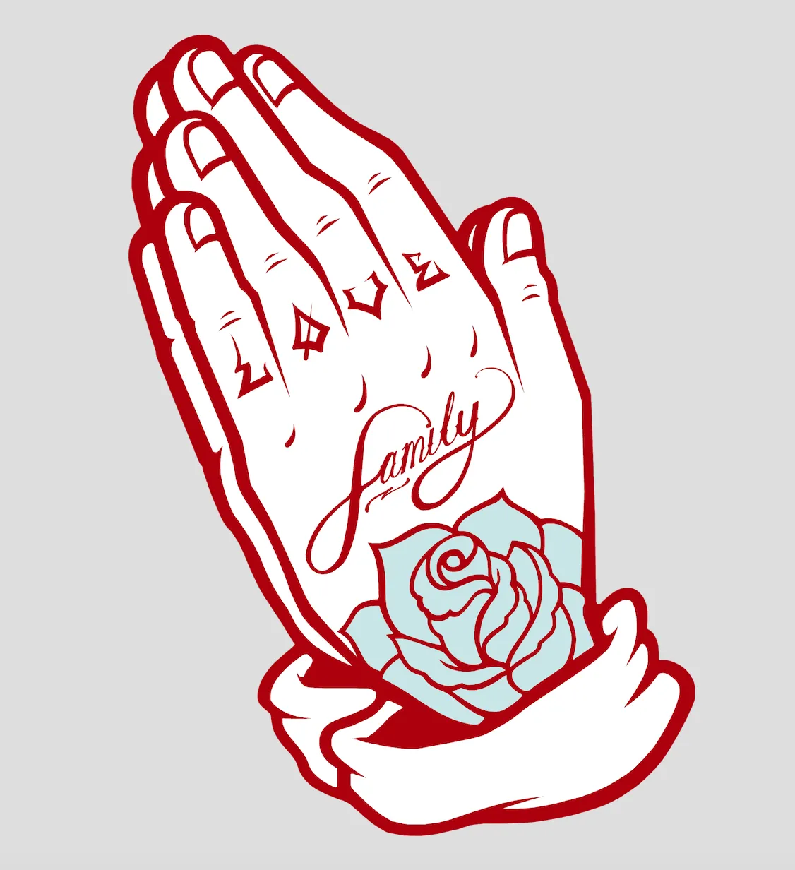 AF FRONT RED PRAYER HANDS HTHR