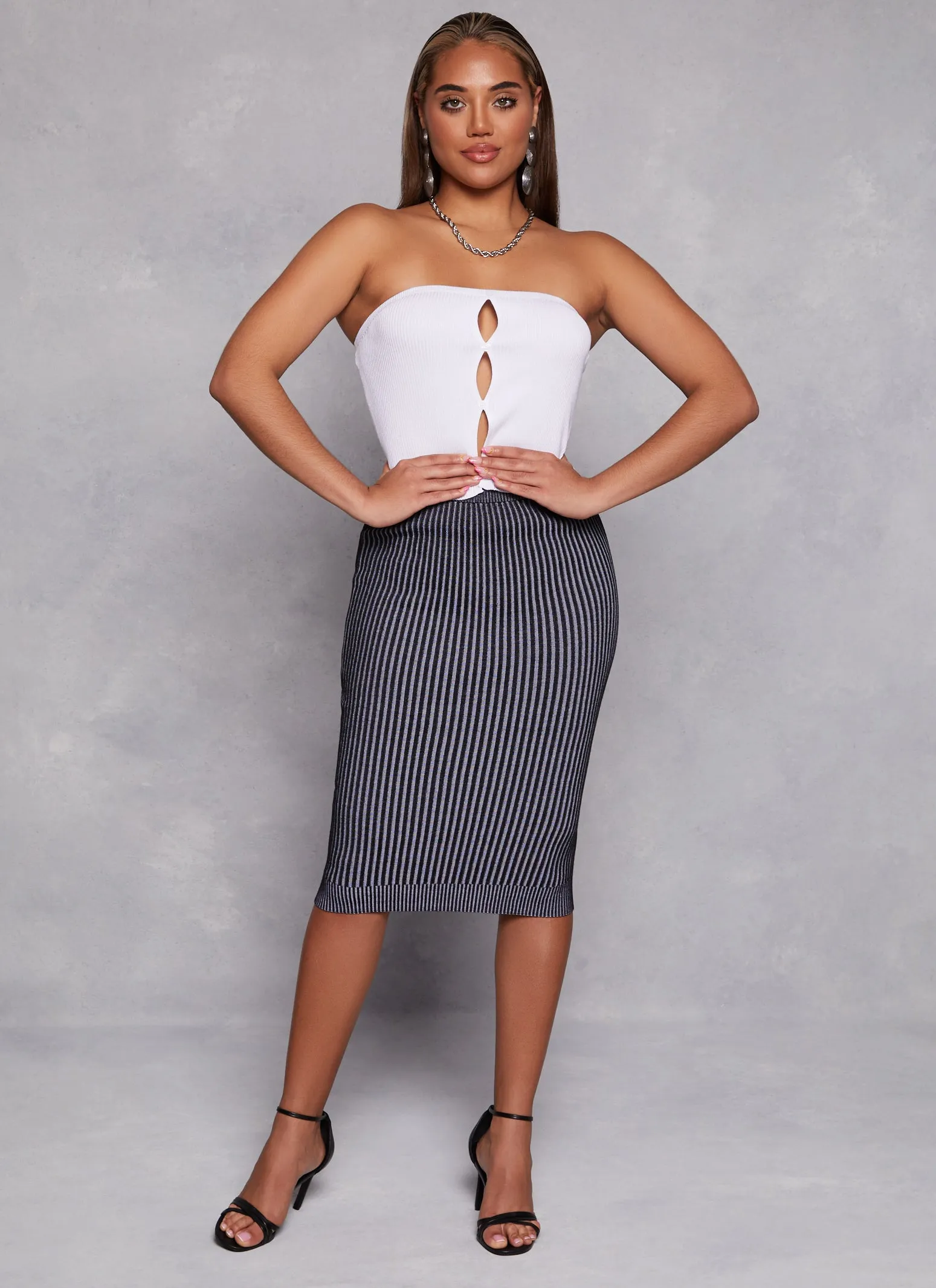 Almost Famous Rib Knit High Waist Pencil Skirt