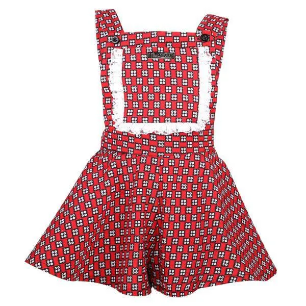 ANKARA DUNGAREE DRESS - RED