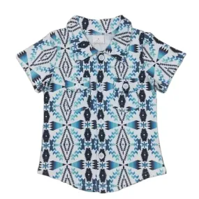 Aztec Turquoise Geo Shirt - Boys Clothing - Back To School