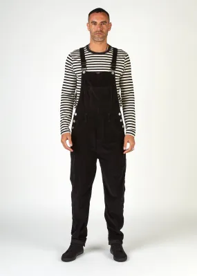 BERTIE Relaxed Fit Cord Dungarees - Black