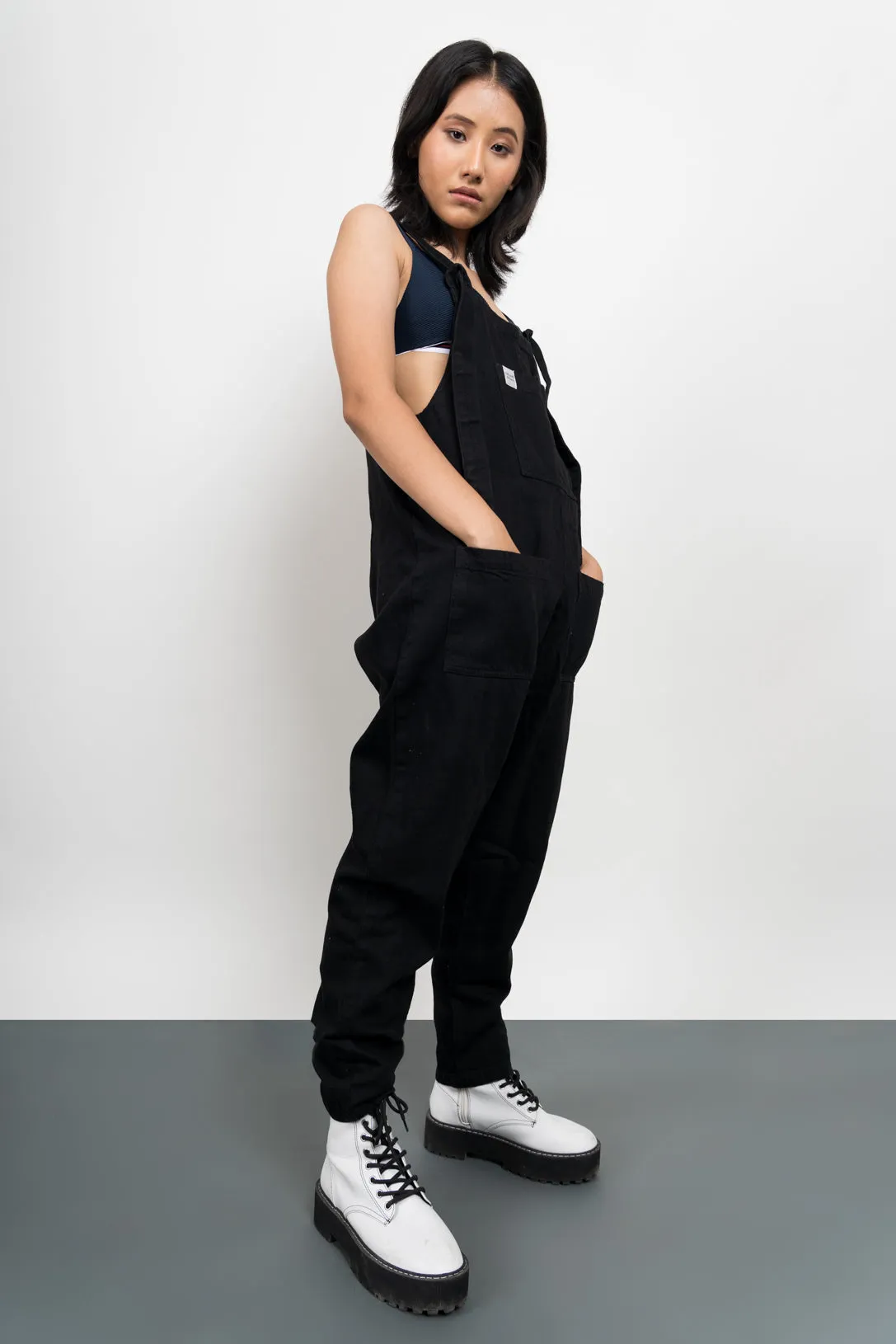 Black Organic Denim Dungaree