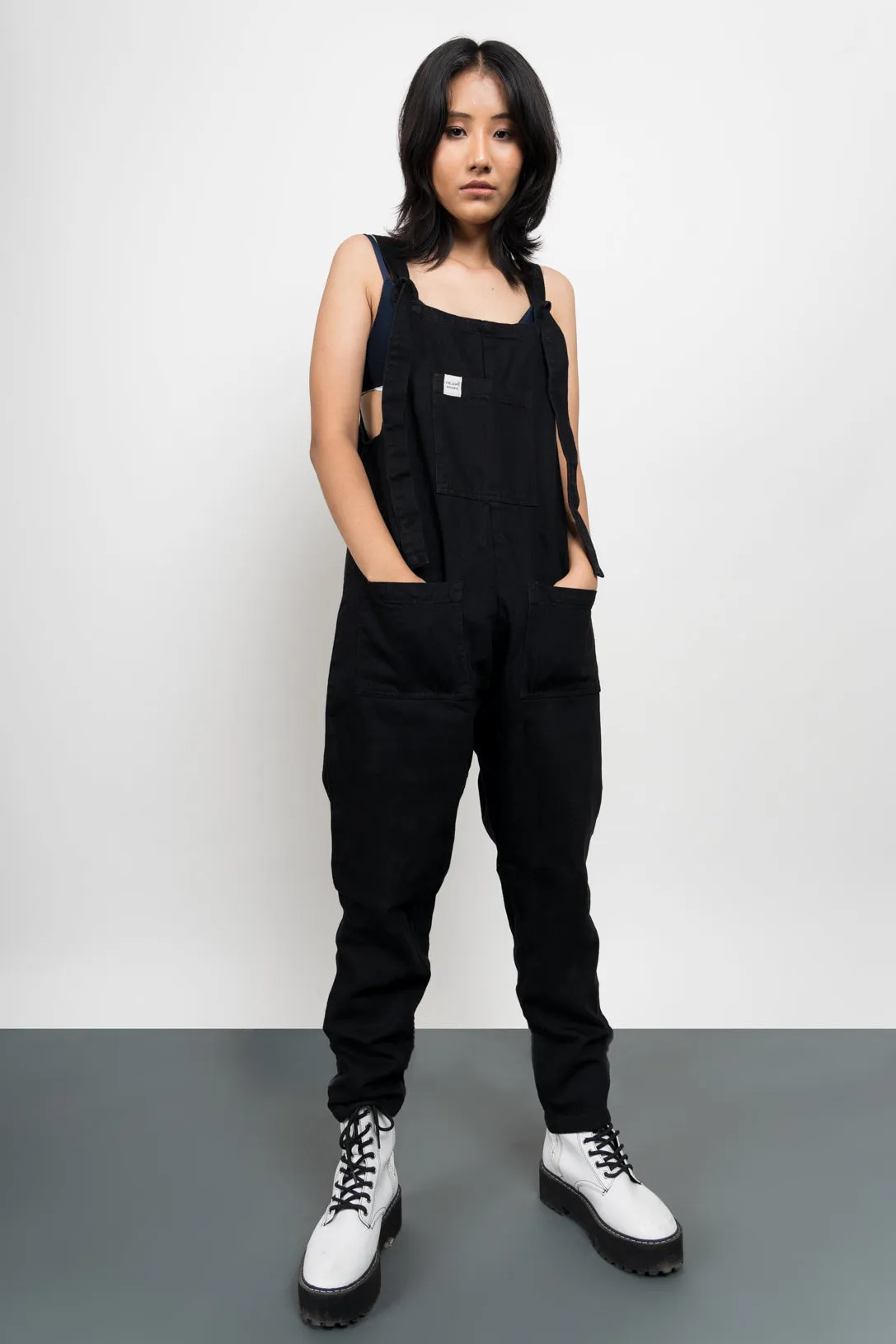 Black Organic Denim Dungaree