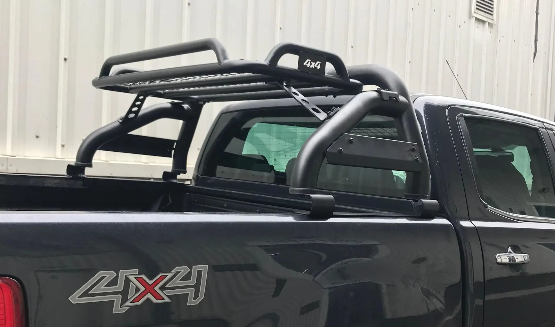 Black SUS201 Short Arm Roll Bar with Cargo Basket Rack for the Ford Ranger 2012 