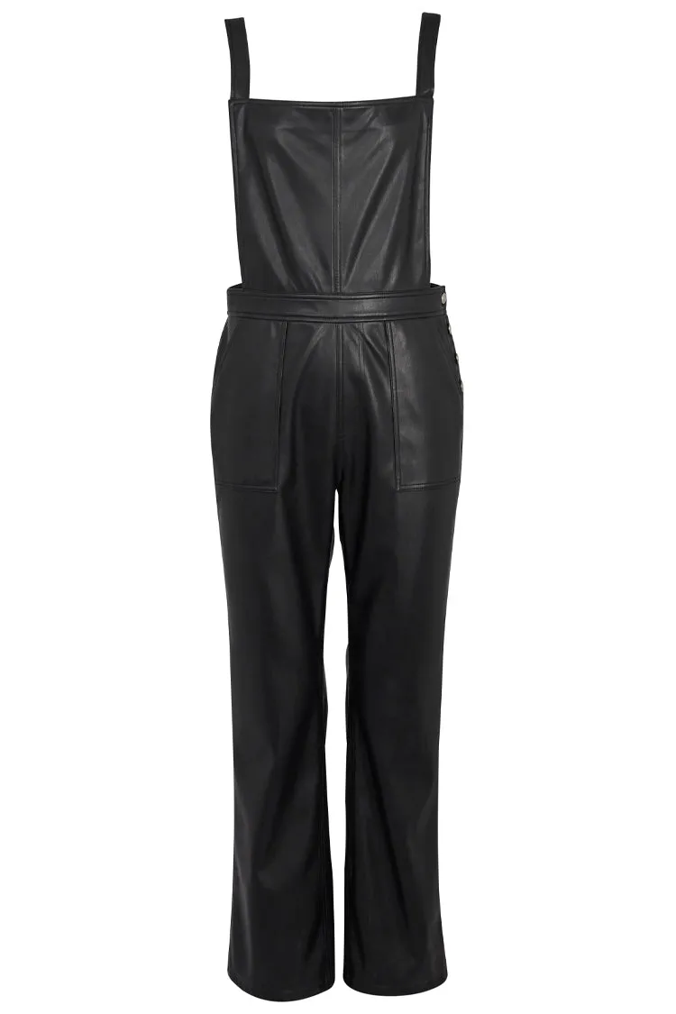 Black Vegan Leather Dungarees