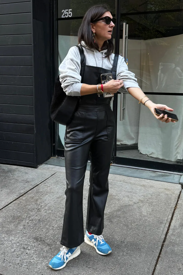 Black Vegan Leather Dungarees