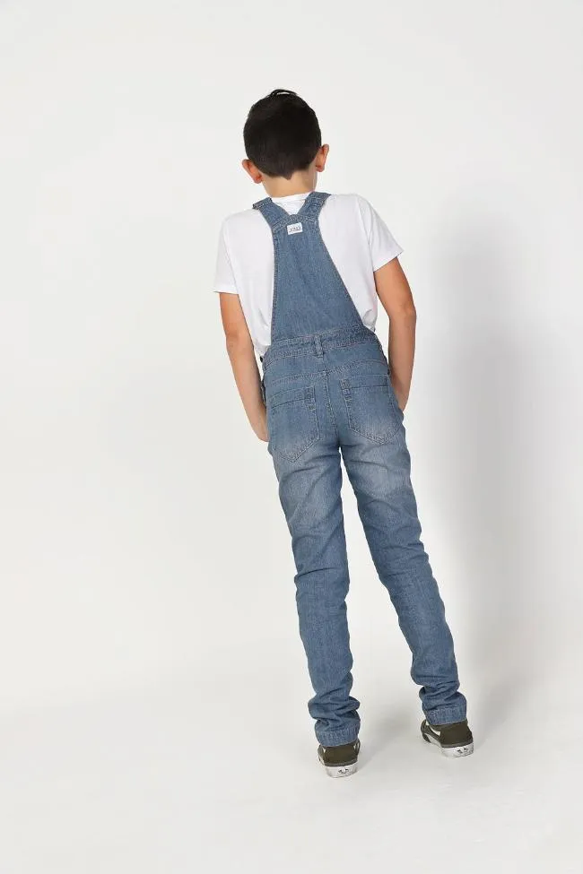 Boys Slim Fit Denim Dungarees - Lightwash