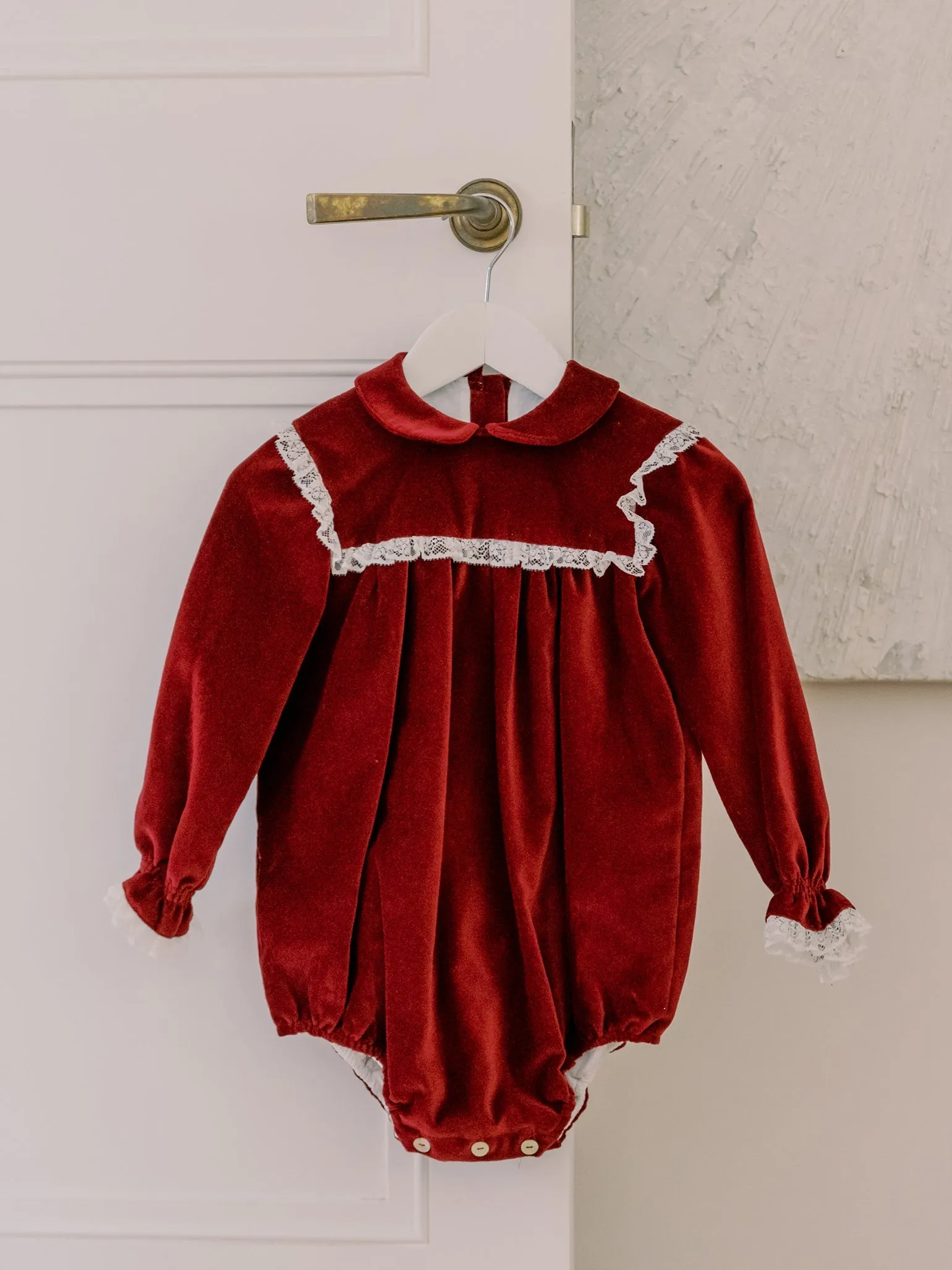 Luxurious Burgundy Azura Velvet Baby Girl Romper - Soft, Stylish, and Cozy Infant Outfit