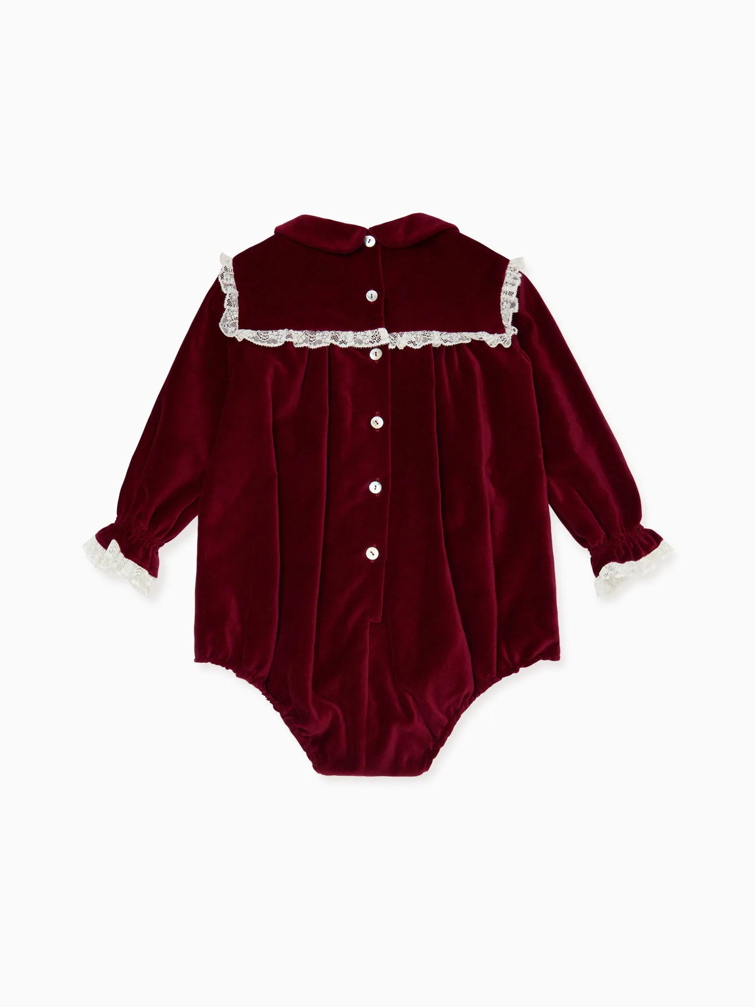 Luxurious Burgundy Azura Velvet Baby Girl Romper - Soft, Stylish, and Cozy Infant Outfit