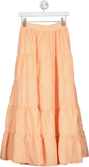 By Malina Orange Scarlett High-rise Tiered-hem Rayon Skirt UK XS