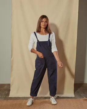 CATHERINE Cotton Twill Dungarees - Navy