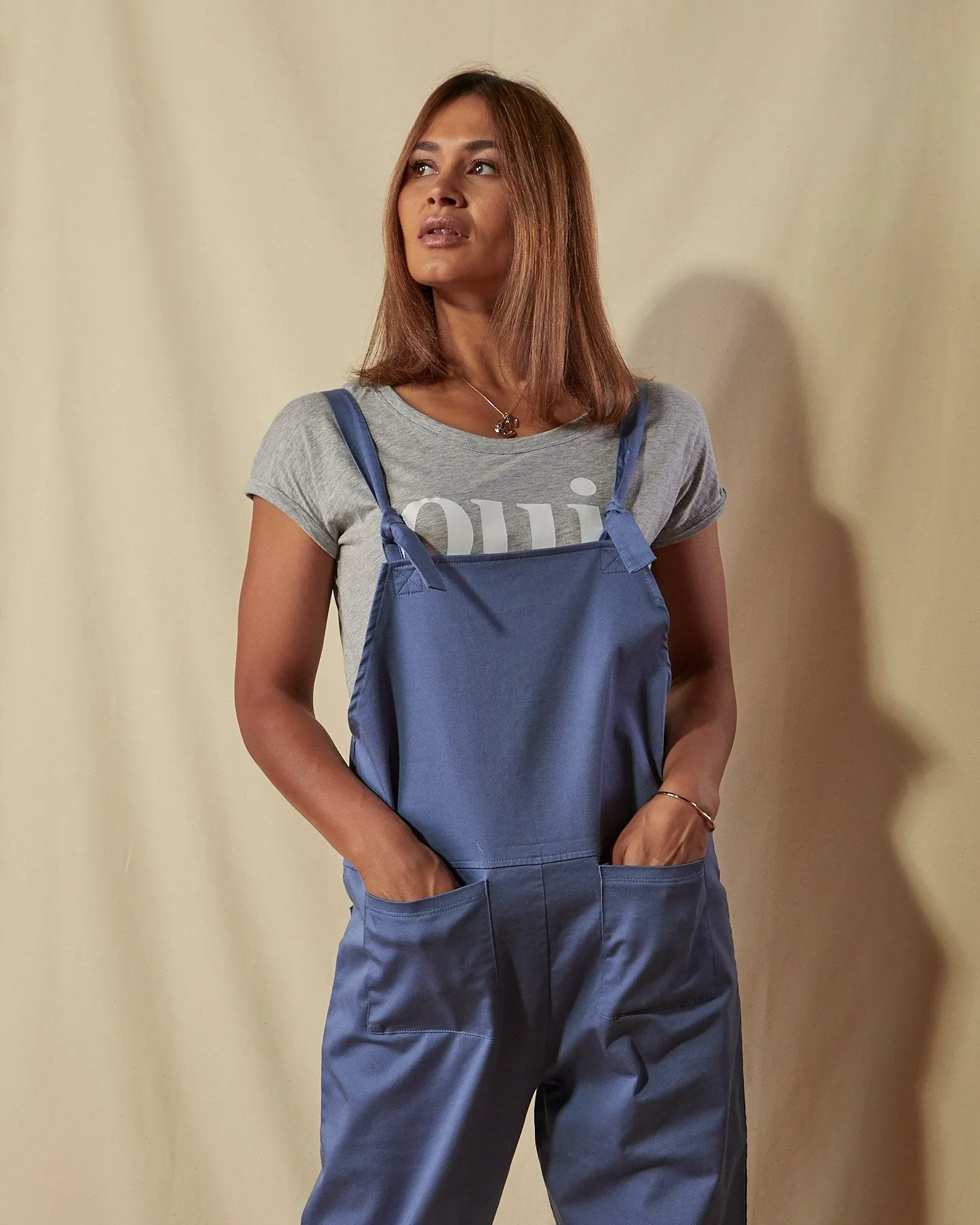 CATHERINE Cotton Twill Dungarees - Teal