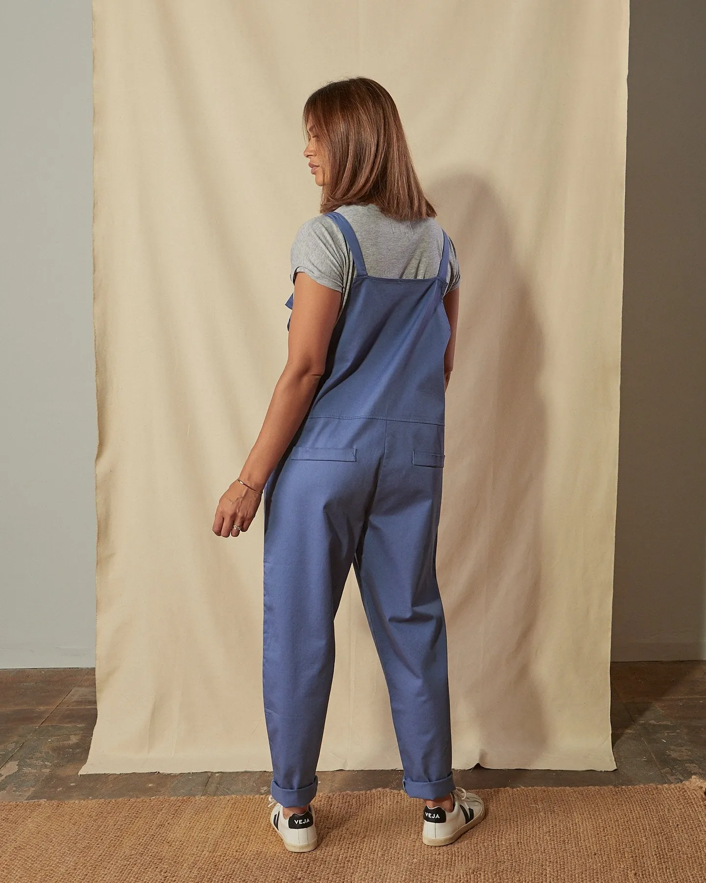 CATHERINE Cotton Twill Dungarees - Teal