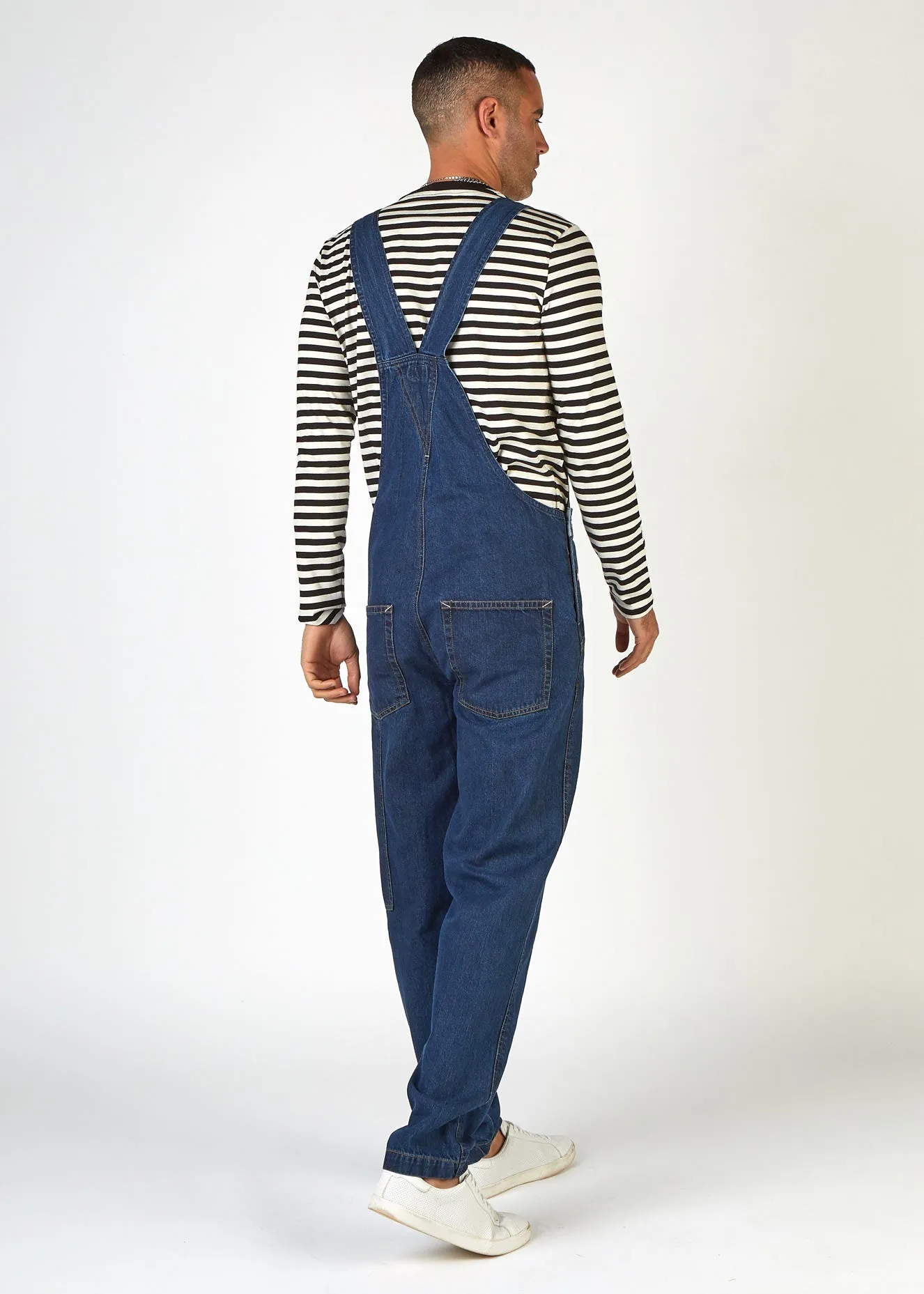 DAVE Mens Loose Fit Dungarees - Indigo