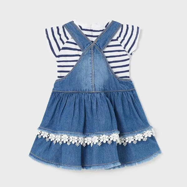 DENIM DUNGAREE SKIRT SET FOR BABY GIRLS