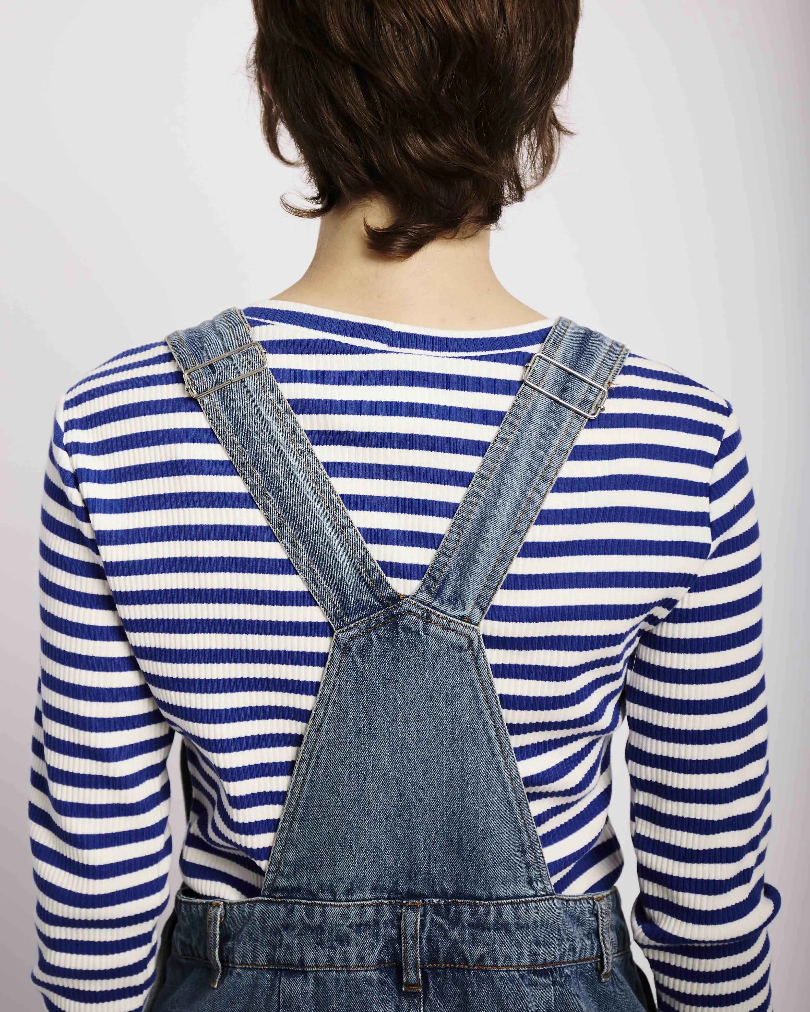 Denim Maxi Dungaree Dress in Denim