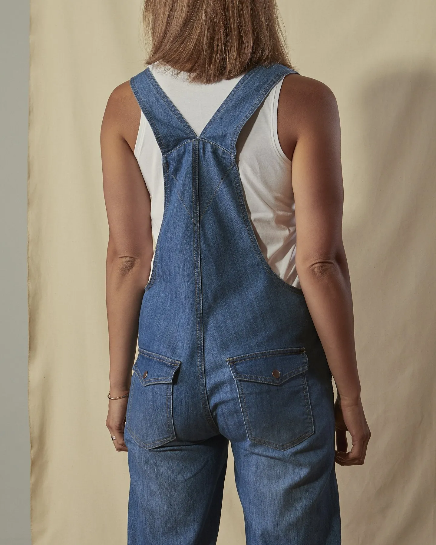 DOTTIE Ladies Regular Fit Dungarees - Lightwash