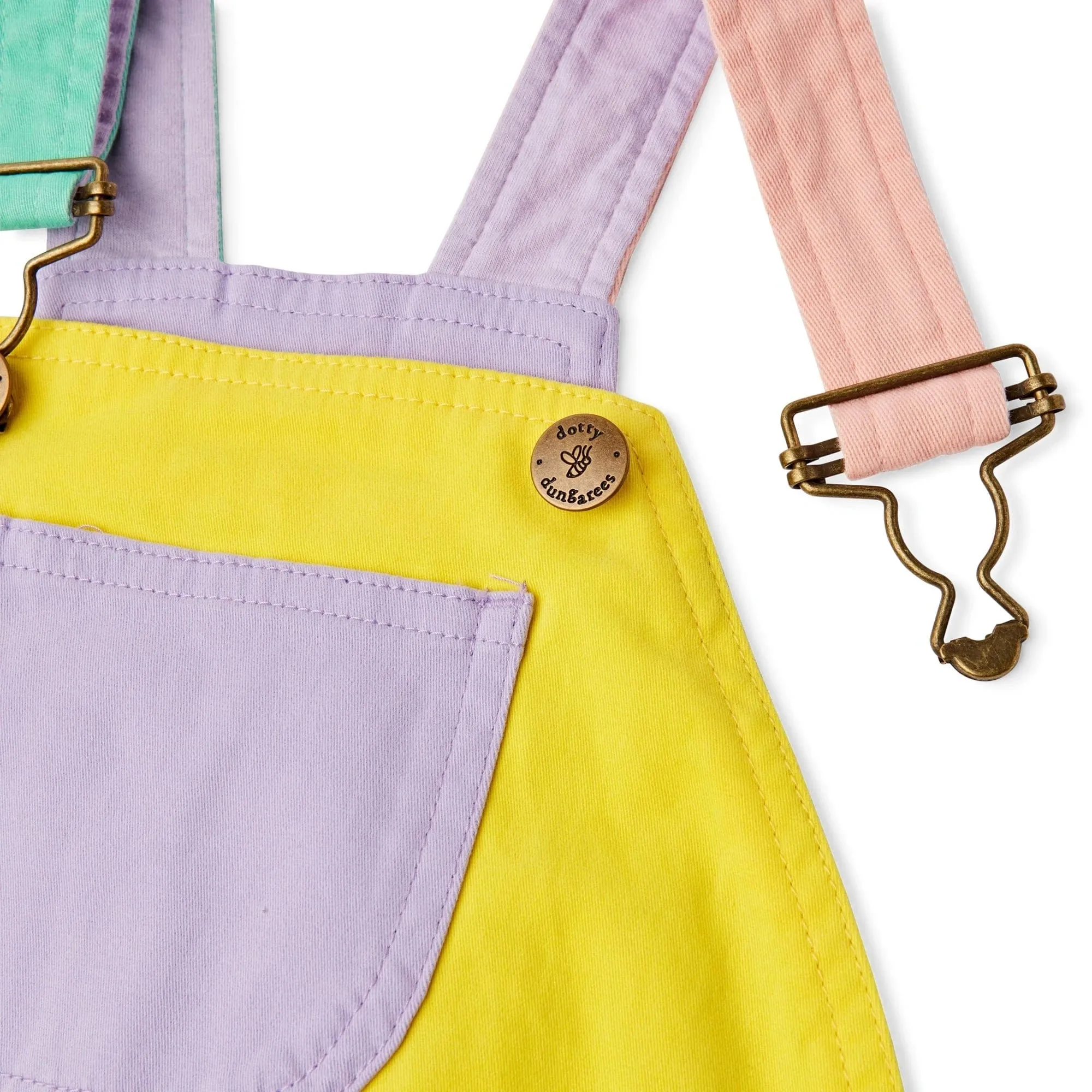 Dotty Dungarees Pastel Colourblock Short Dungarees