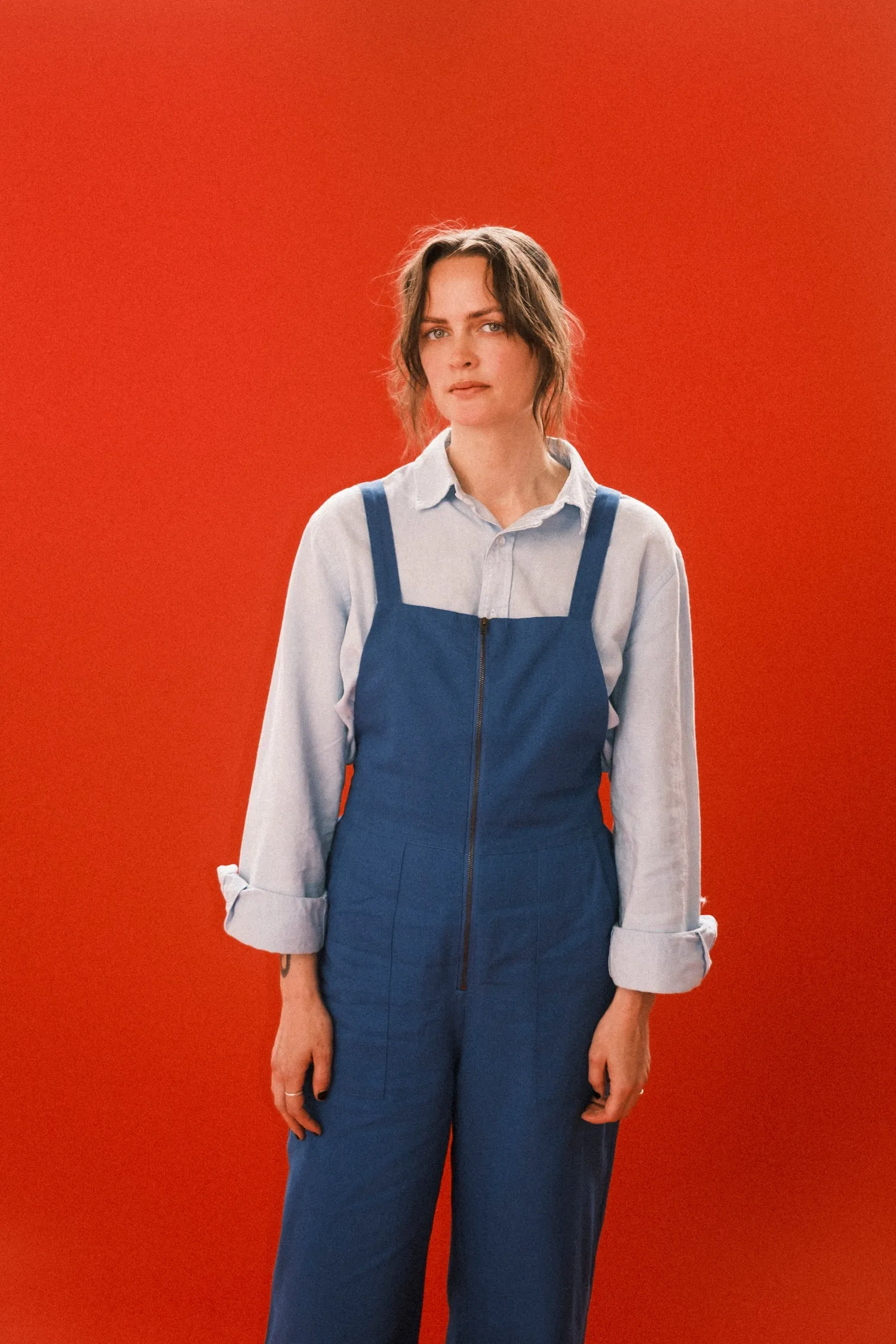 Dungarees in lightweight blue twill