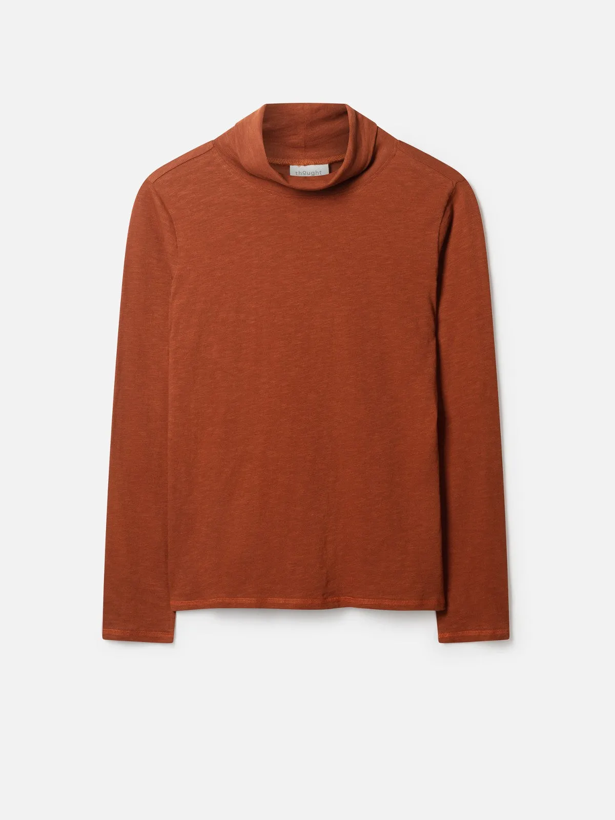 Organic Fairtrade Cotton Polo Neck Top – Chestnut Brown - Sustainable, Eco-Friendly, Stylish Wear