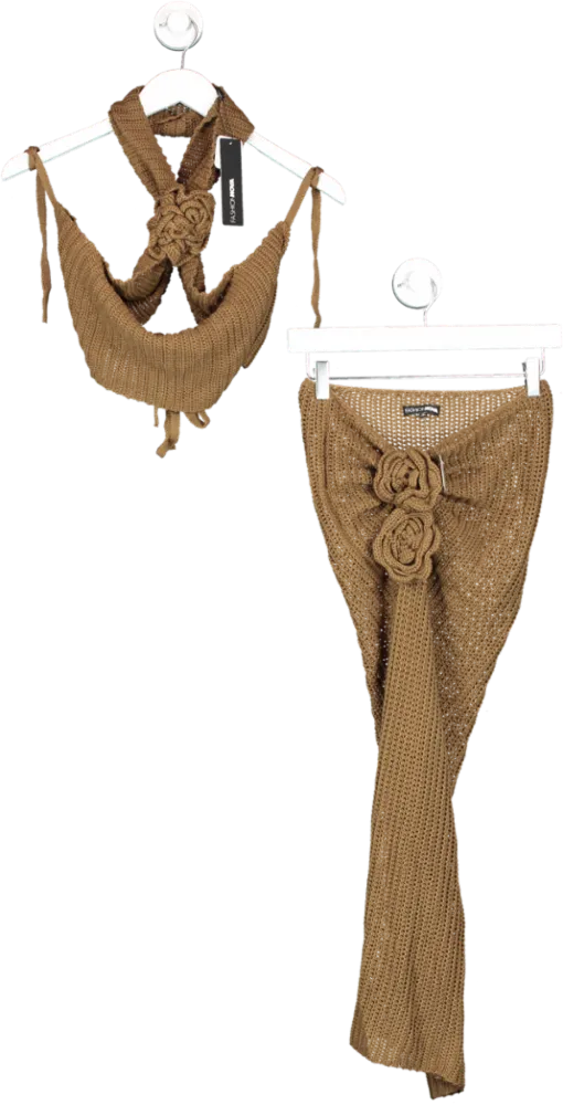 Fashion Nova Brown The Ultimate Vibe Skirt Set In Mocha UK XS