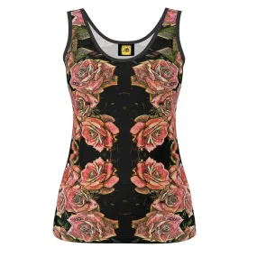 Floral Embosses: Roses 06-01 Ladies Designer Scoop Neck Tank Top