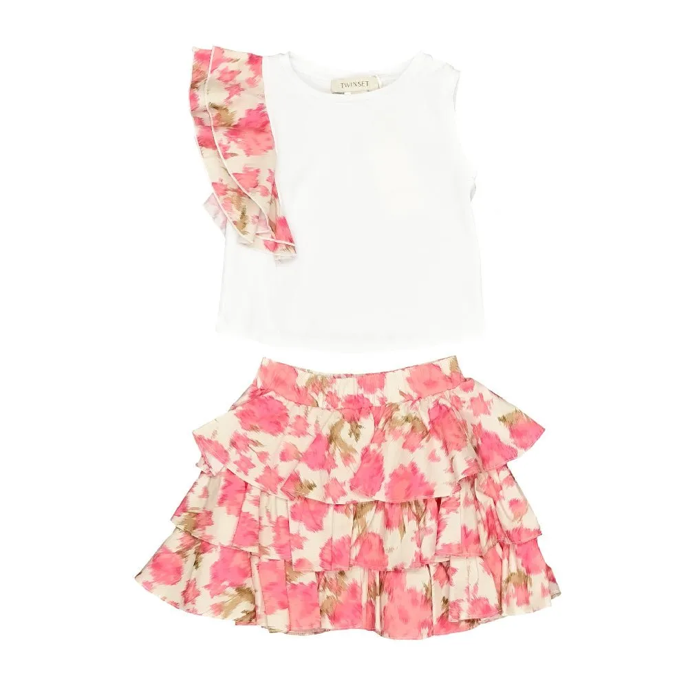 Floral Print Top Skirt Set