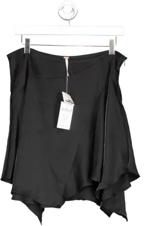 Free People Black Slim Shine Asymmetrical Skirt UK 12