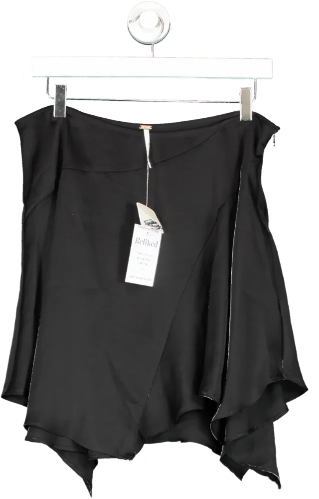 Free People Black Slim Shine Asymmetrical Skirt UK 12