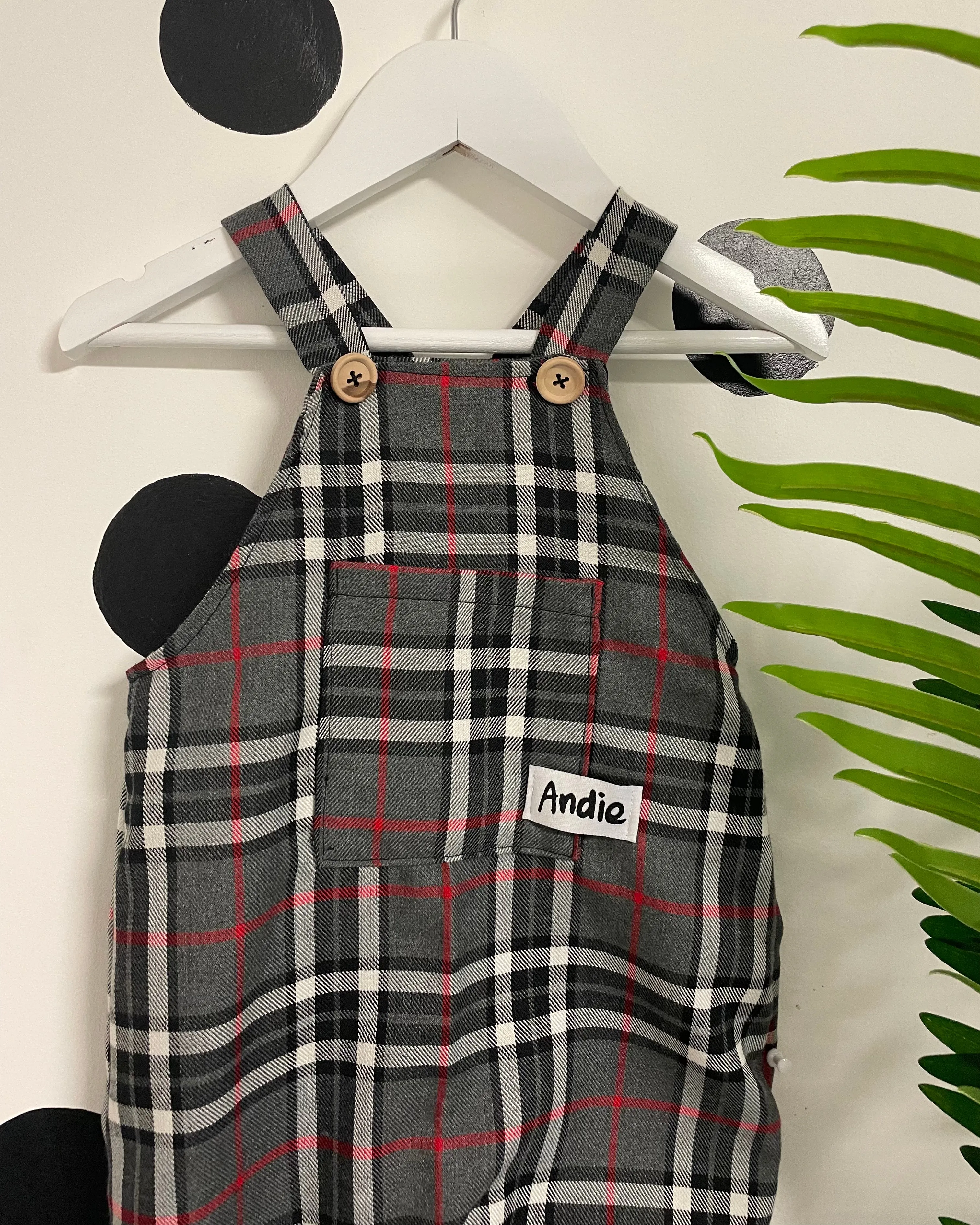 Grey Tartan Dungarees (3mnths -14yrs)