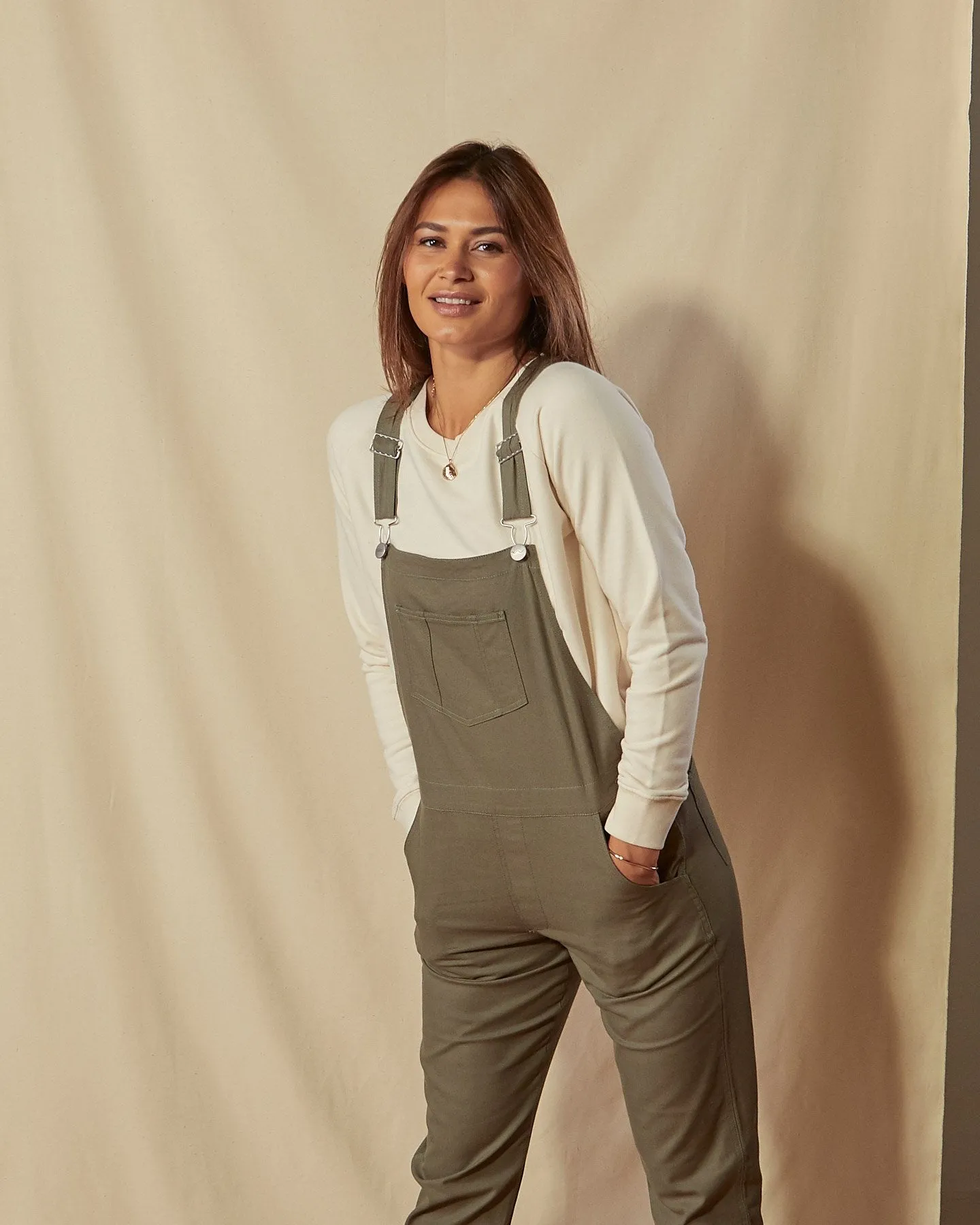 HARPER Womens Organic Cotton Dungarees - Green