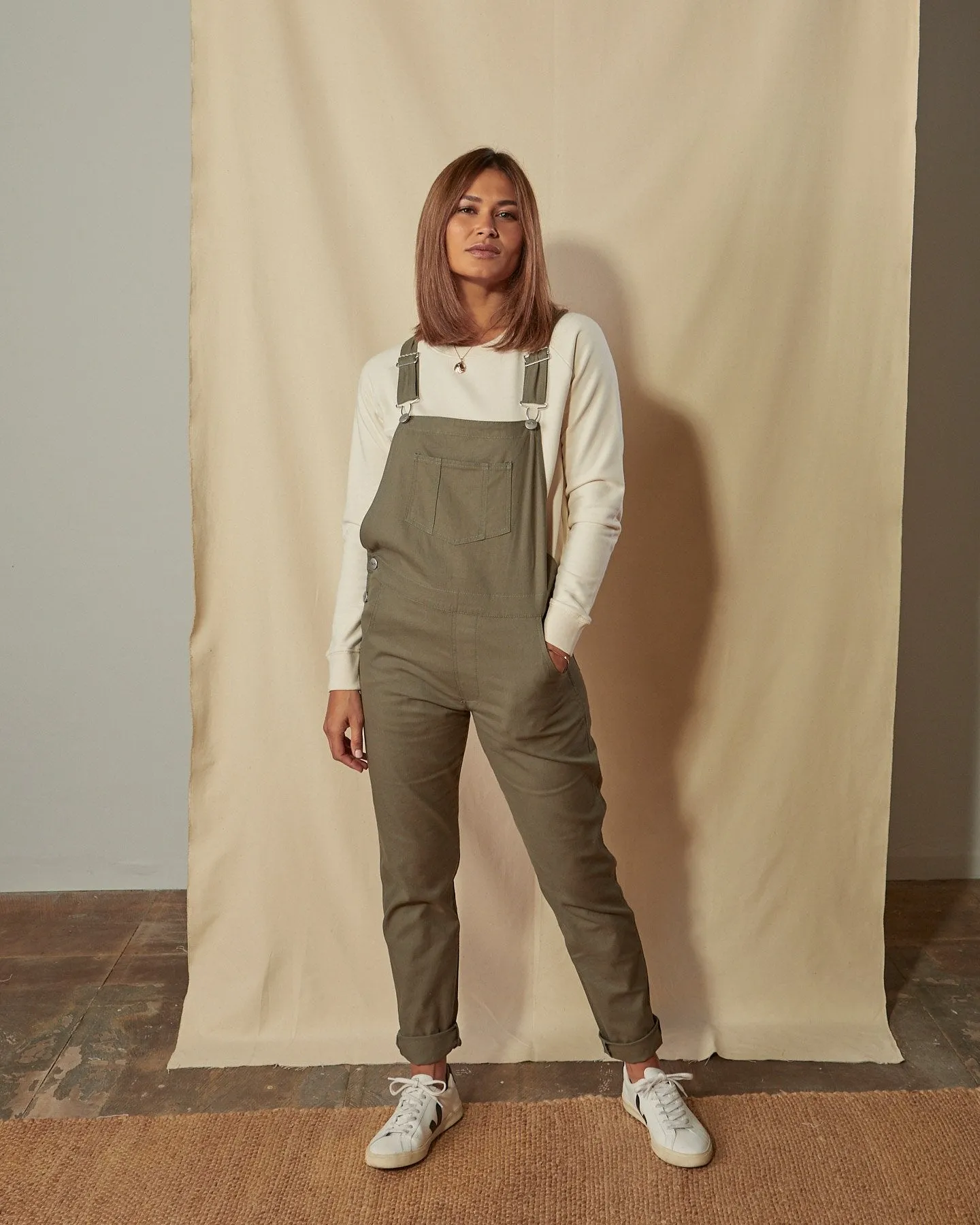 HARPER Womens Organic Cotton Dungarees - Green