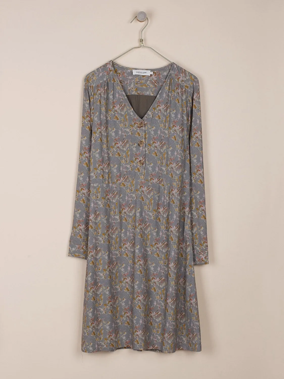 Indi & Cold Alice Floral Dress in Khaki