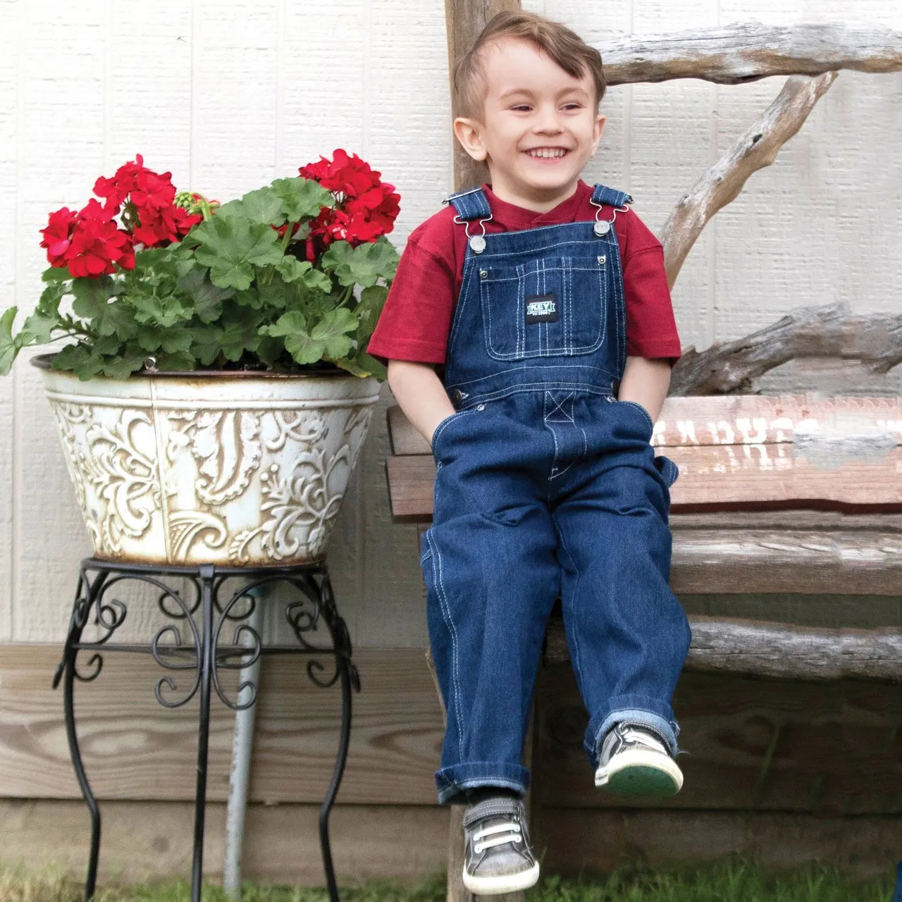 KEY Childrens Denim Dungarees - Blue