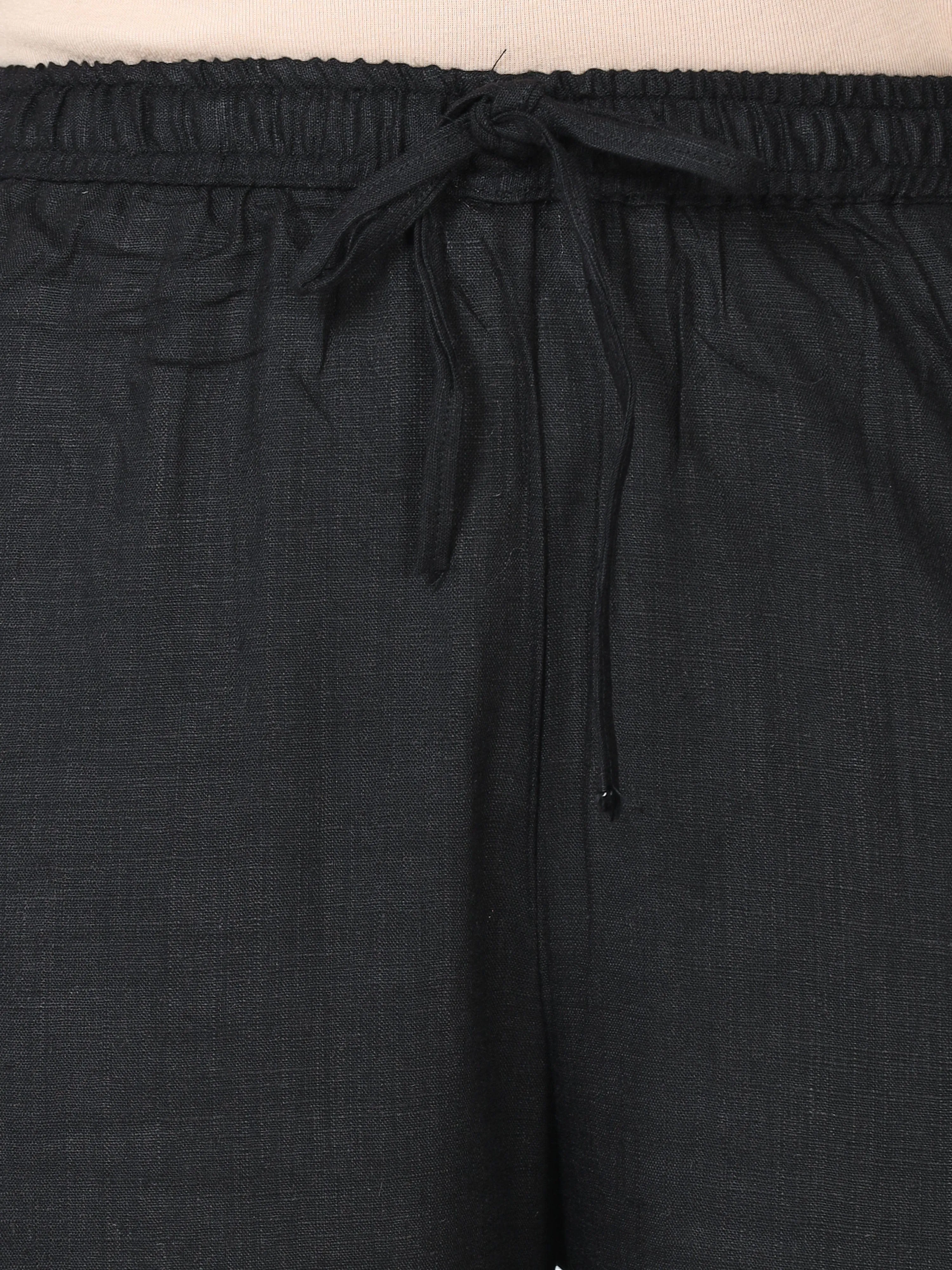 Linen Slub Co-ord Sets Black