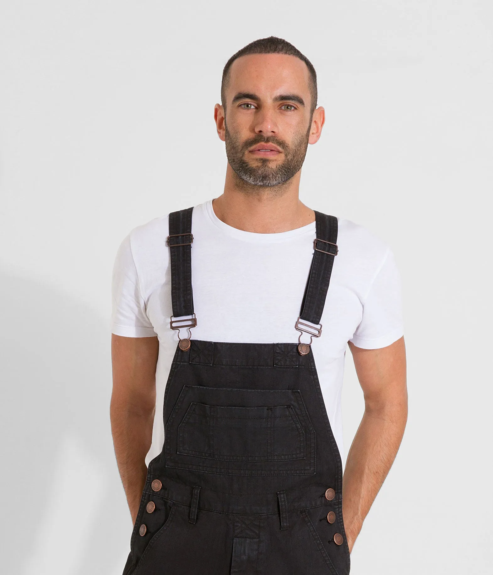 MADDOX Mens Relaxed Fit Denim Dungarees - Black