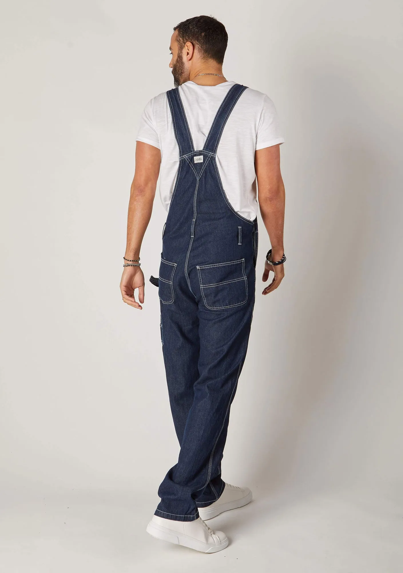 MADDOX Mens Relaxed Fit Denim Dungarees - Dark Blue