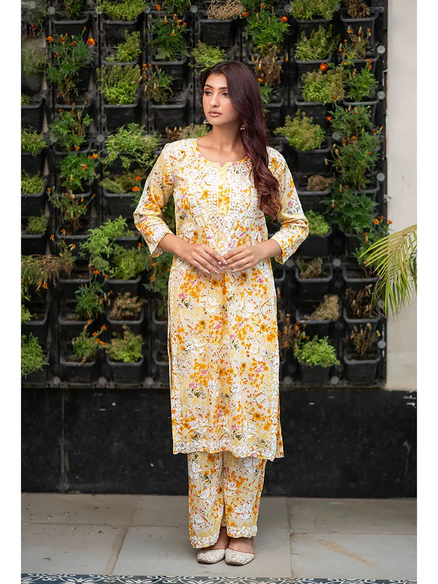 Maira Floral Chikankari Mulmul Co-ord Sets