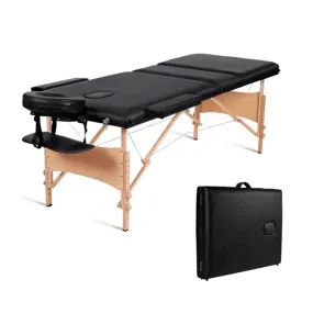 Massage Table Massage Bed Lash Bed Professional 84 Portable Facial Bed SPA Bed Treatment Table 3 Fold Height Adjustable with Carrying Bag(Black)