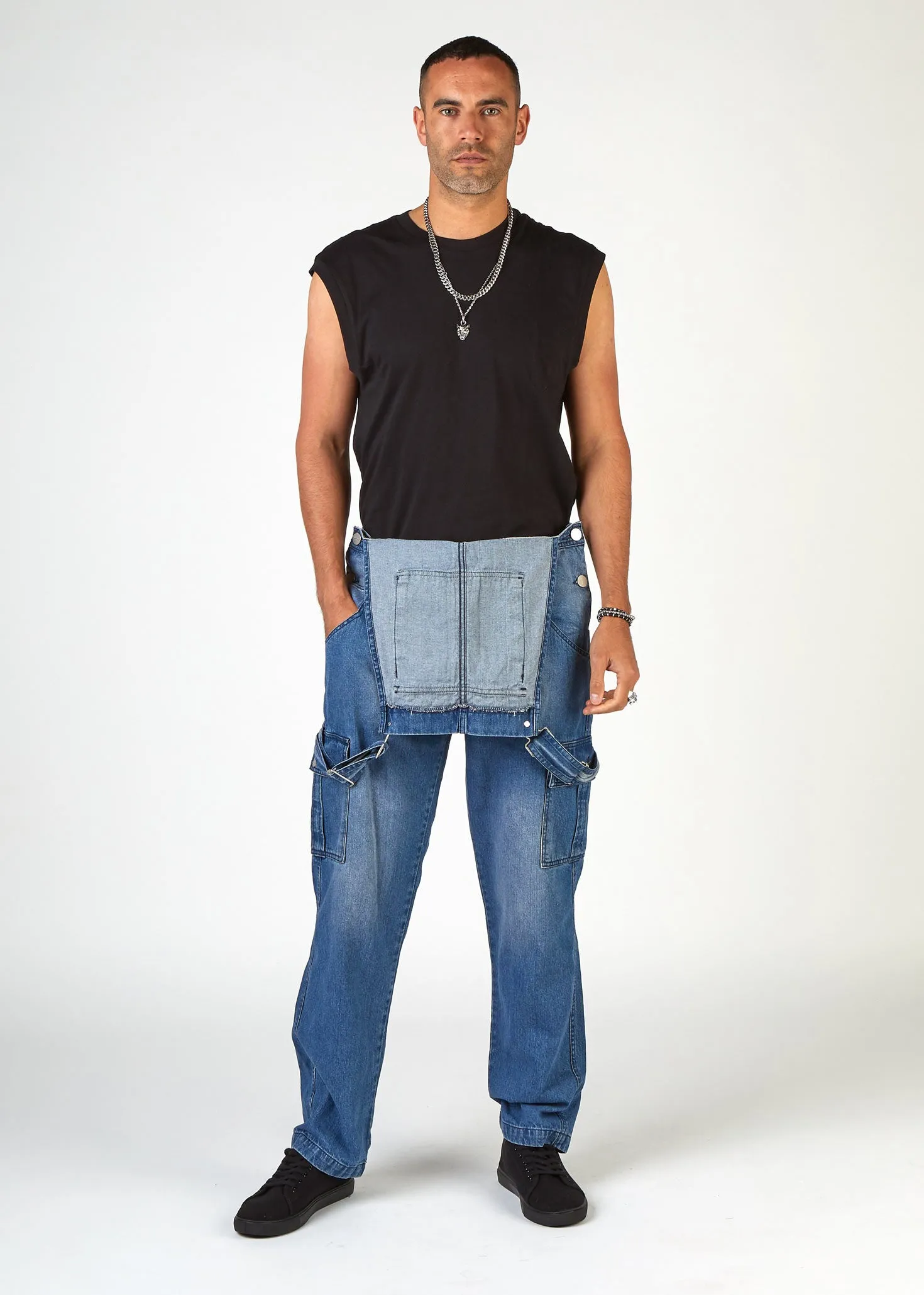 Men's Cargo Pocket Dungarees - Stonewash