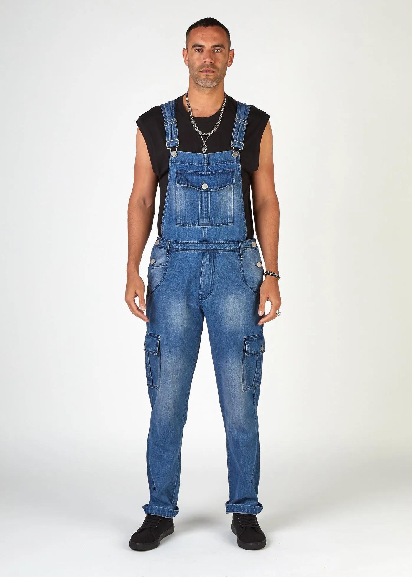 Men's Cargo Pocket Dungarees - Stonewash