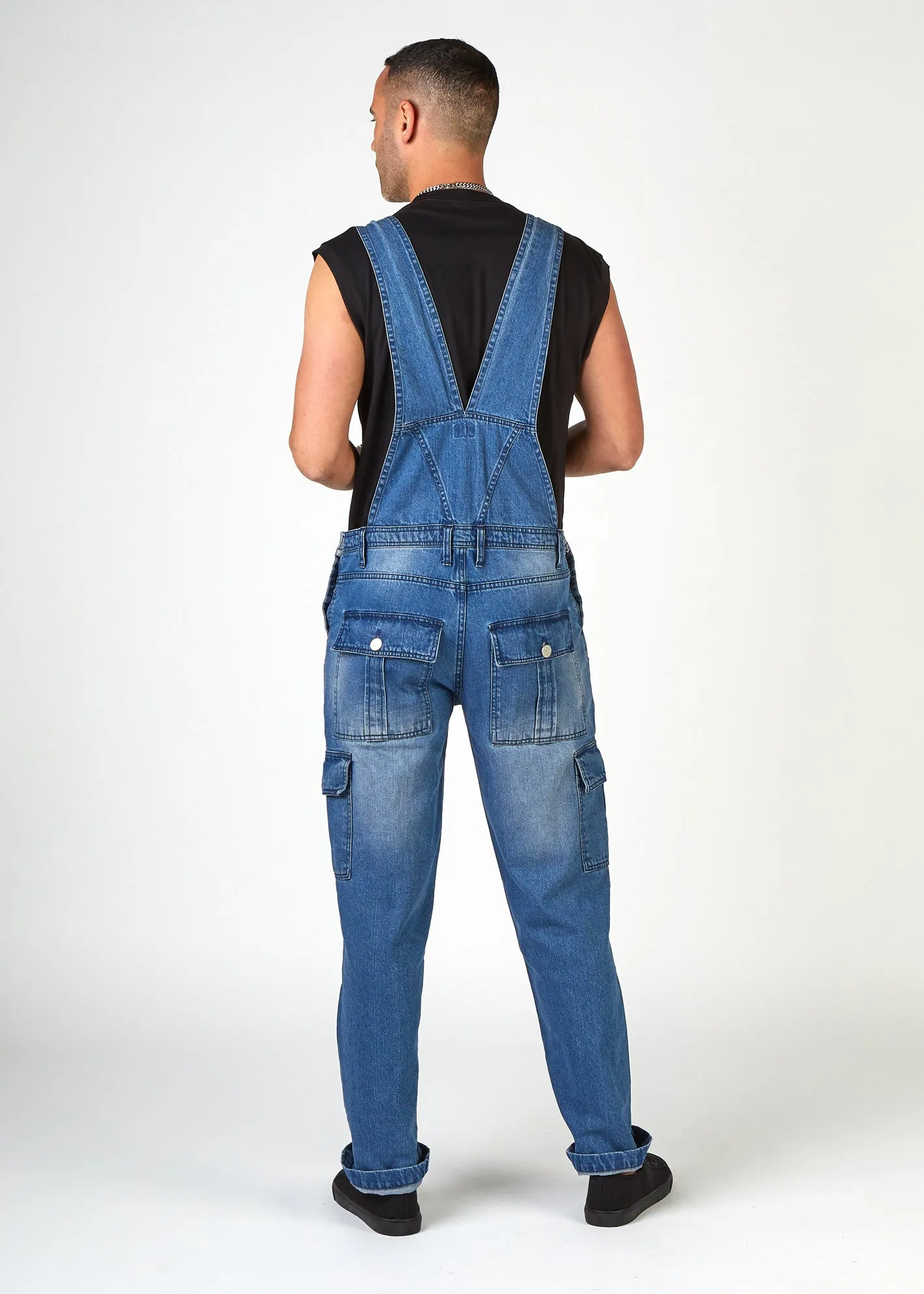 Men's Cargo Pocket Dungarees - Stonewash