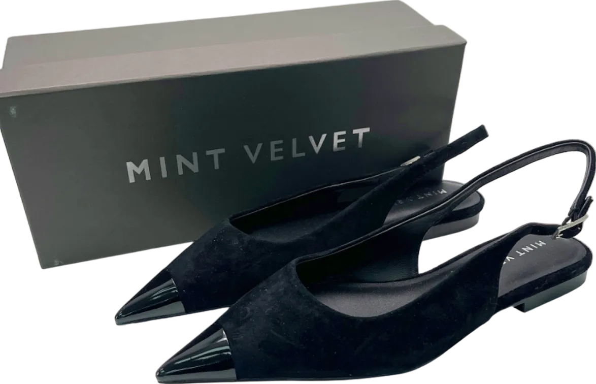 Mint Velvet Black Pointed Slingback Flats UK Size 6