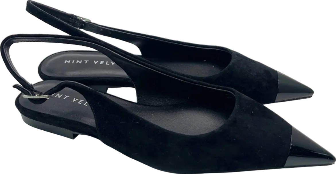 Mint Velvet Black Pointed Slingback Flats UK Size 6