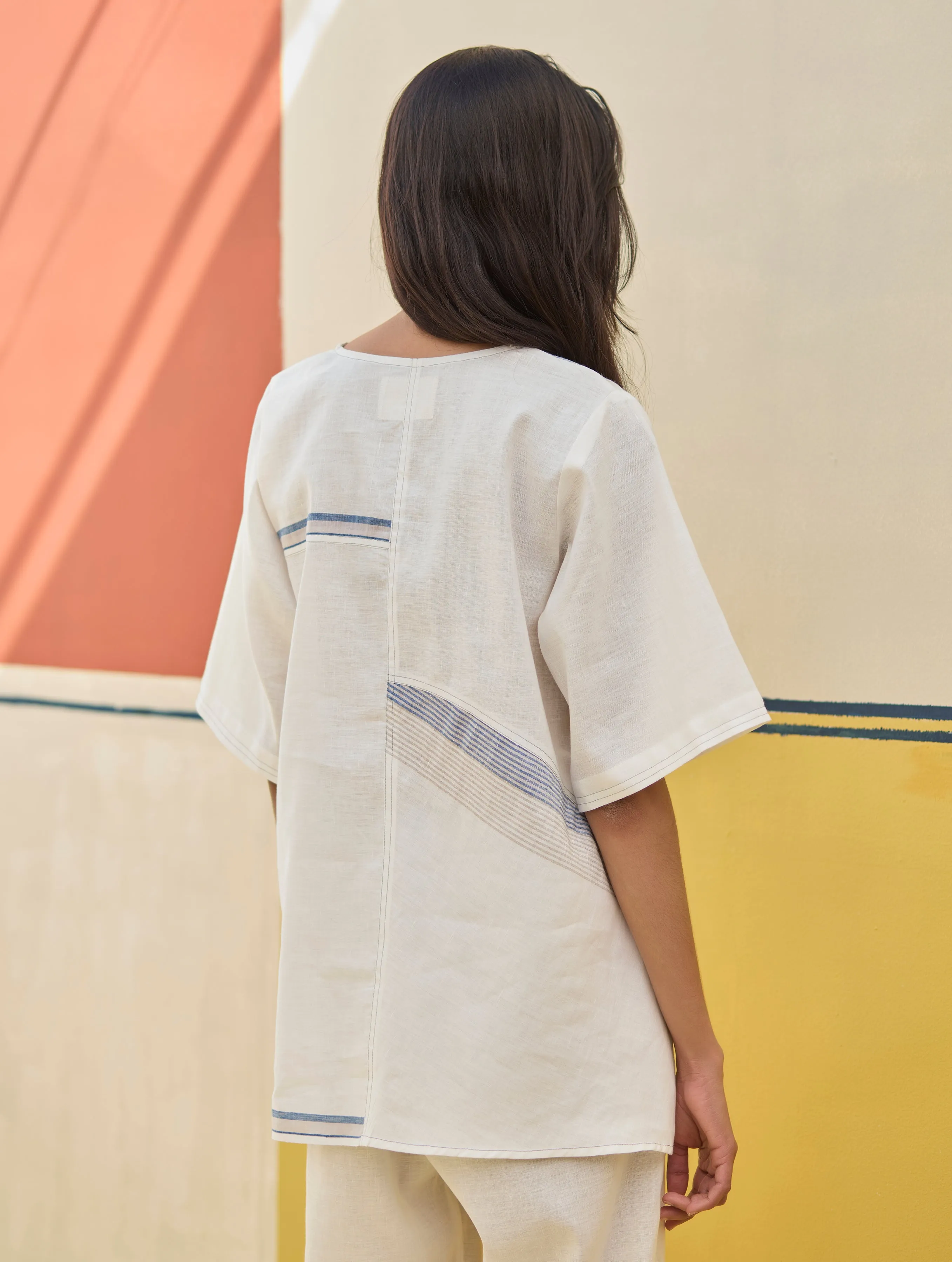 Moriko Border Linen Co-ord Set - Ivory